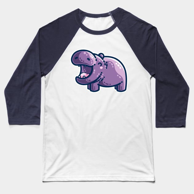 Purple Hippo Kawaii Cute Baseball T-Shirt by freeves